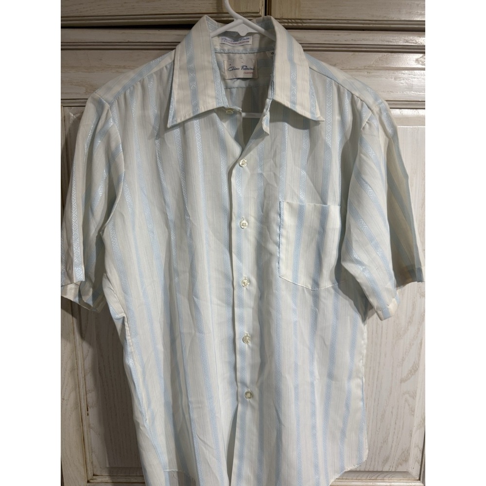 VTG Gino Fabrini Button up Short Sleeve Shirt Sz 15 Perm Press